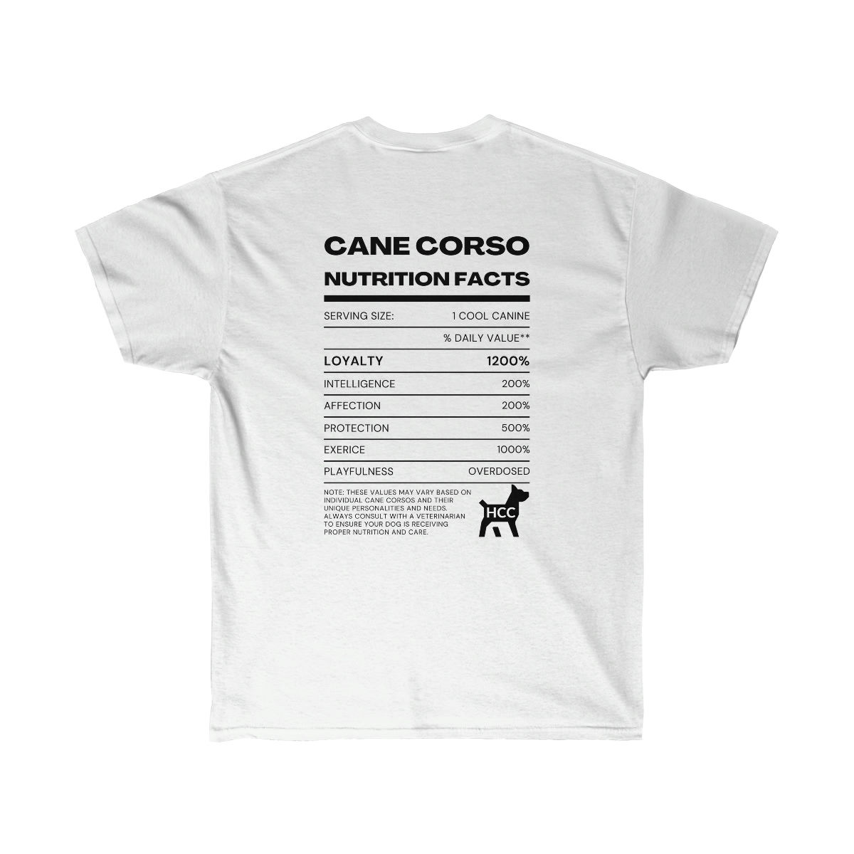 Cane Corso Nutrition Facts Tee