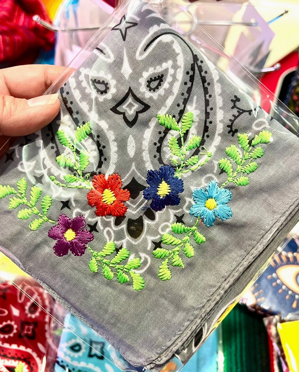 Thumbnail: Floral Embroidered Bandanas (SOLD IN CASE OF 10/2 OF EACH COLOR)