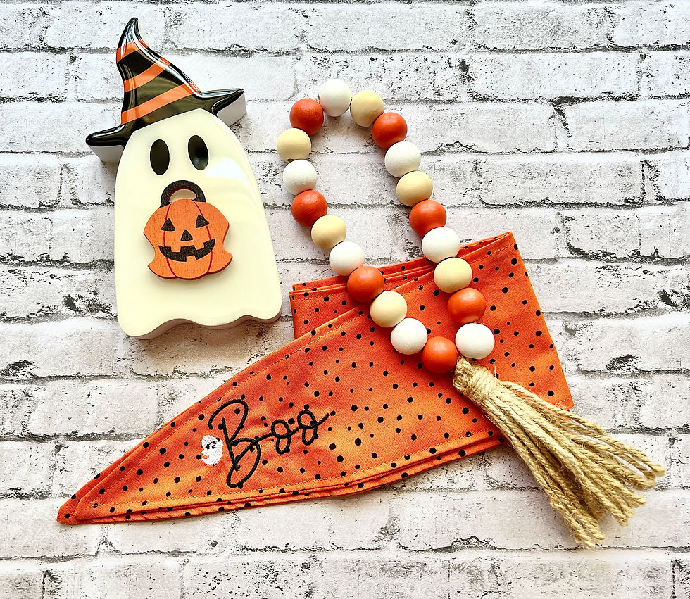 Thumbnail: Boo Halloween Embroidered Ascot Scarf
