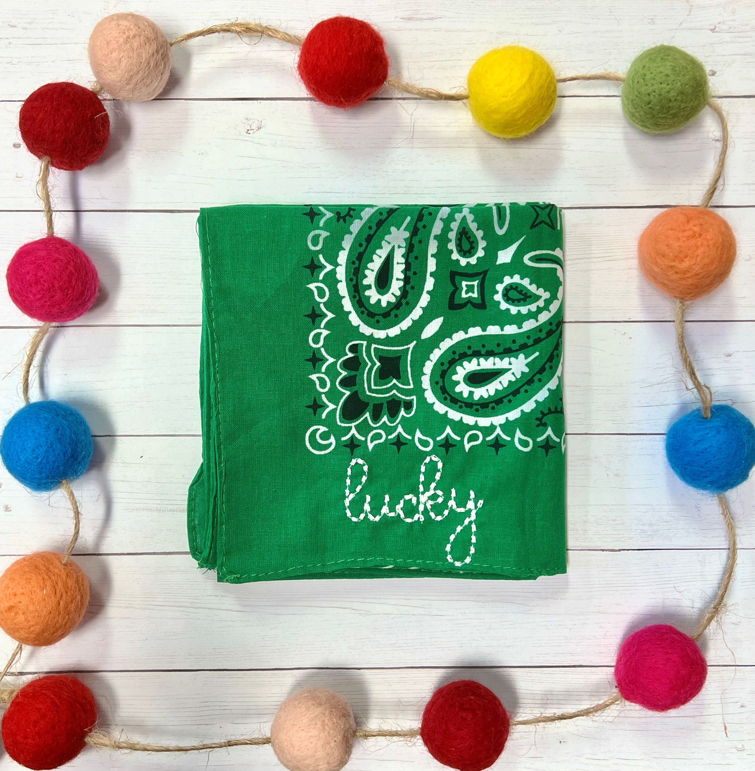 Lucky Embroidered Bandana (SOLD IN CASE OF 3)