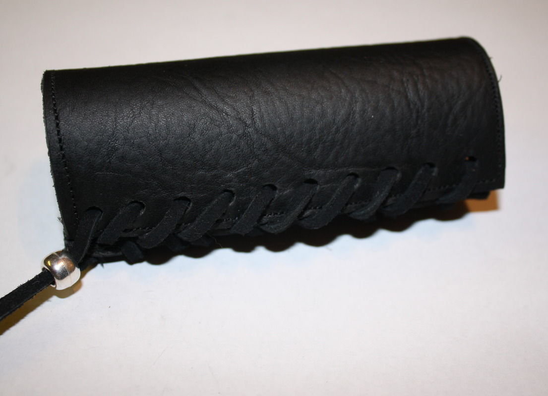 Black Padded Vibration Dampening Leather Motorcycle Grip Covers marks