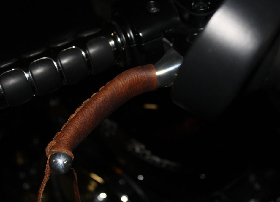 Leather Motorcycle Grip and Lever Covers Set No Fringe markscustom