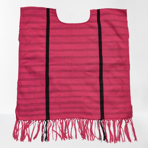 Miniatura: blusa tejida en telar de cintura triqui en color rosa atrás