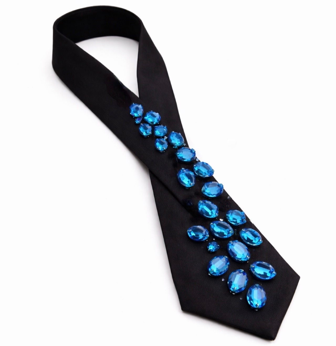 Black Tie With Blue Stones