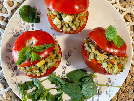 Pomodori ripieni di Orzo con Pollo e Verdurine