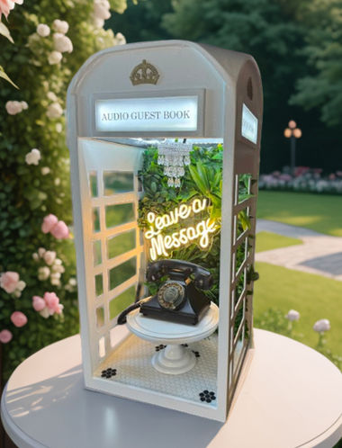 Table top phone booth for audio guestbook