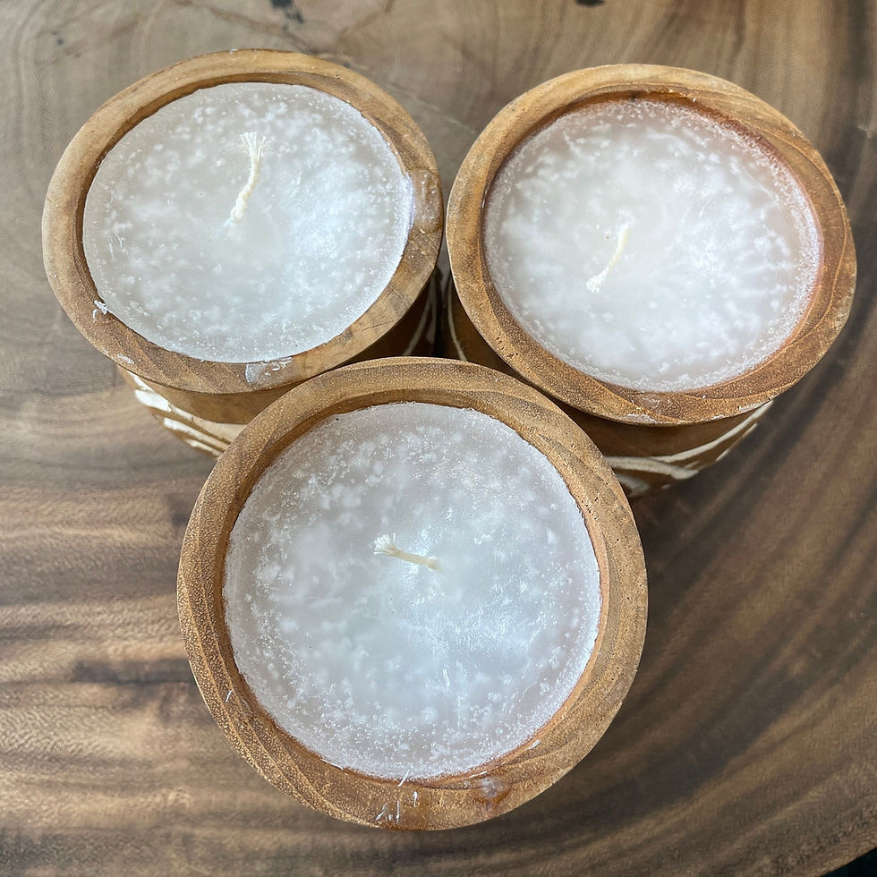 Thumbnail: DECORATIVE CANDLE, Carved Suar Wood Candles, Tribal Wood Candles, Small Wood