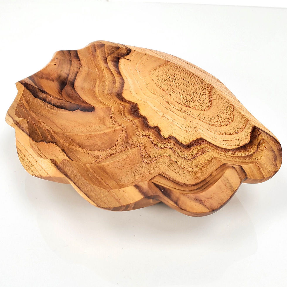 Thumbnail: WOODEN CLAM BOWL, Ornamental Ocean Bowl, Natural Wood Bowl, Clam Shaped Bowl