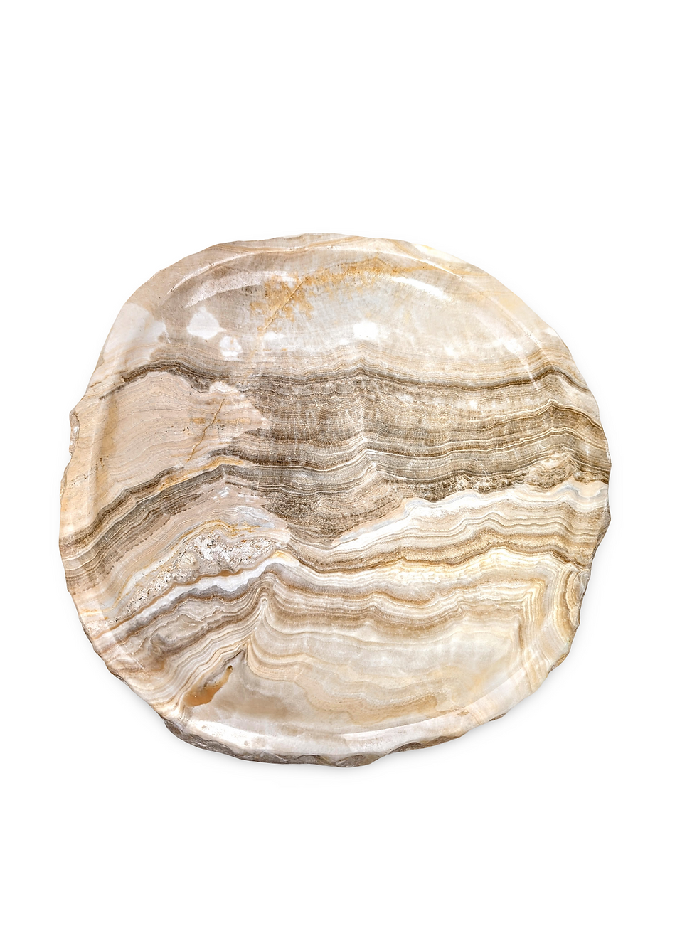 Thumbnail: ROUND ONYX PLATTER, Onyx Slab Platter, Polished Onyx Plate, Banded Onyx Platter