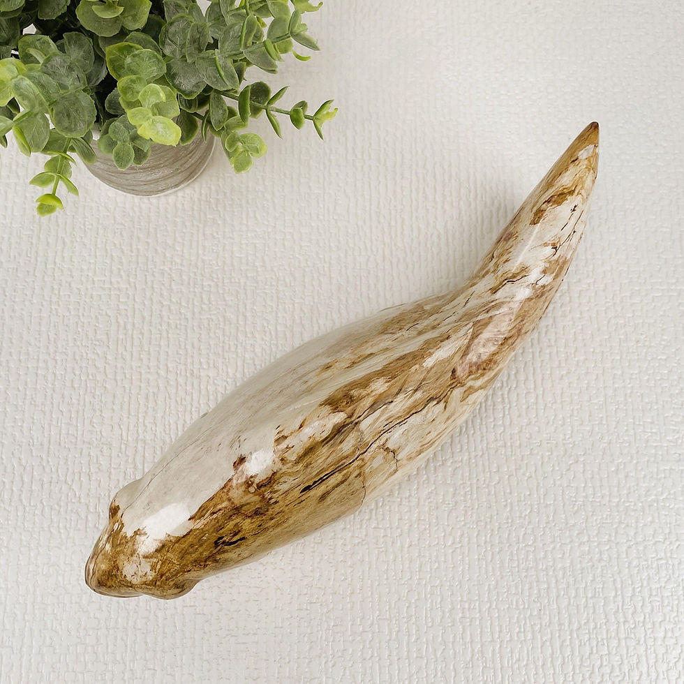 Thumbnail: PETRIFIED WOOD FISH, Hand Carved Fish, Wooden Fish Sculpture, Fisherman Gift