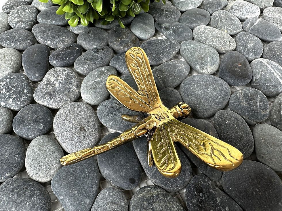 Thumbnail: BRONZE DRAGONFLY FIGURINE, Metal Dragonfly Ornament, Insect Ornament, Dragonfly