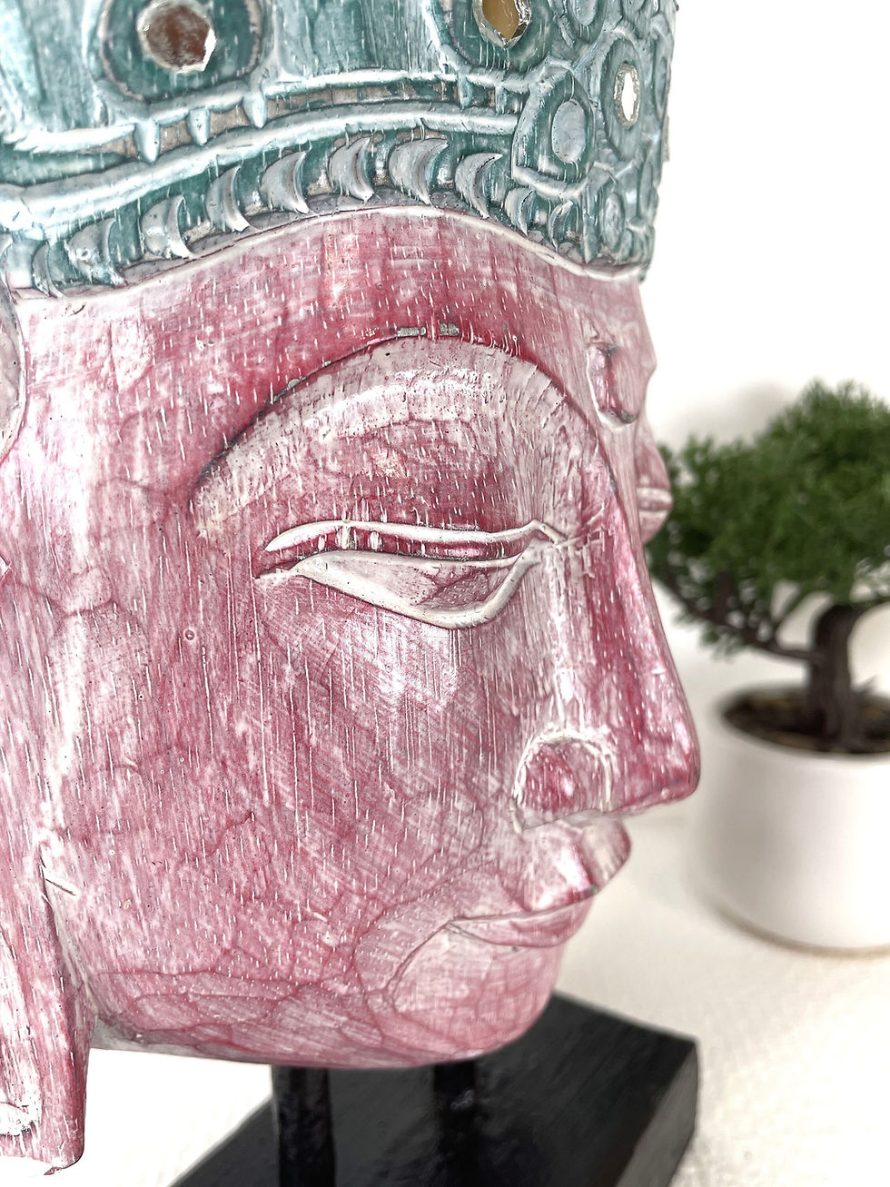 Thumbnail: BUDDHA FACE CARVING, Buddha Mask Sculpture, Resting Buddha Eye Sculpture