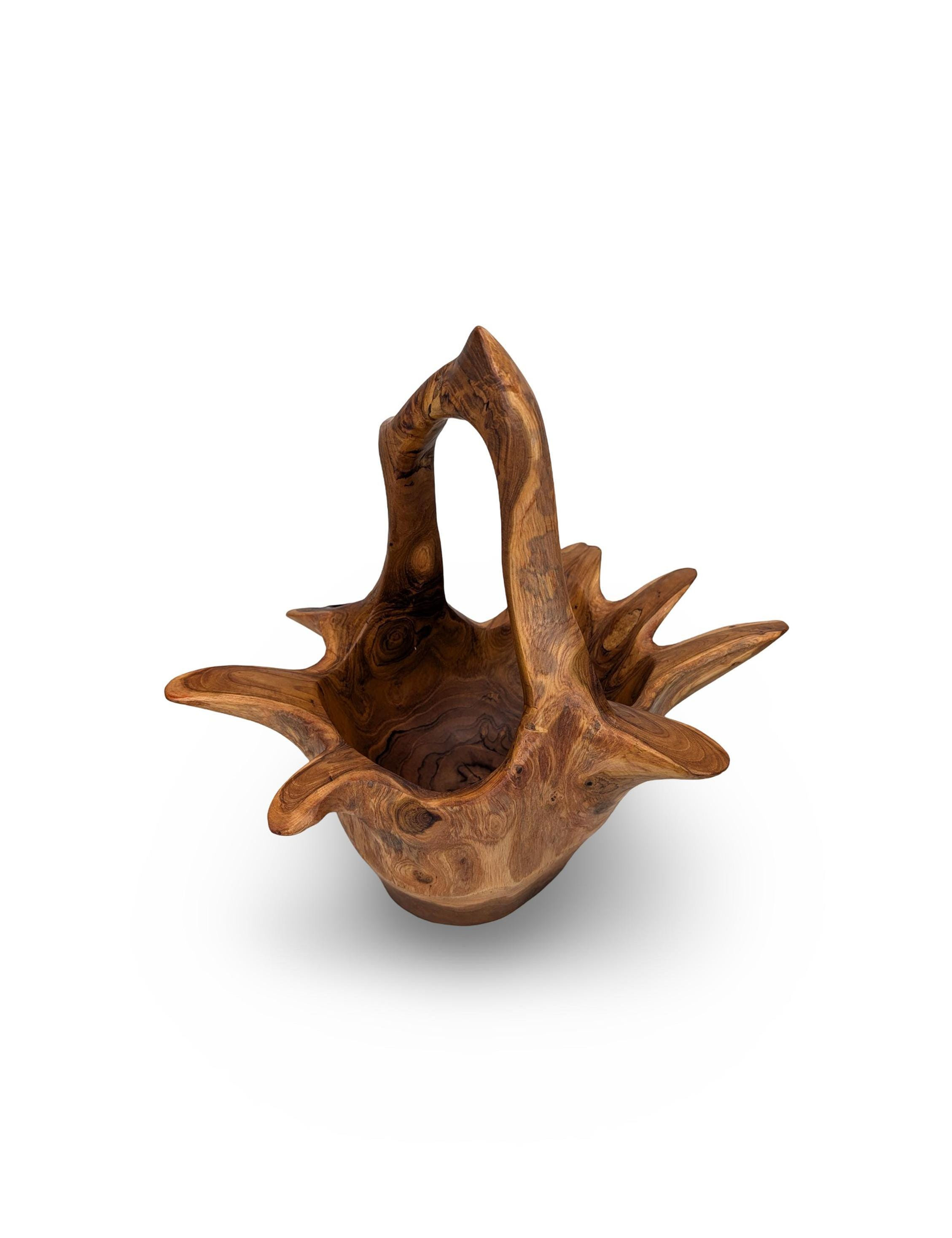 TEAK WOOD CADDY, Rustic Wood Caddy, Teak Wood Centerpiece, Teak Storage Vessel