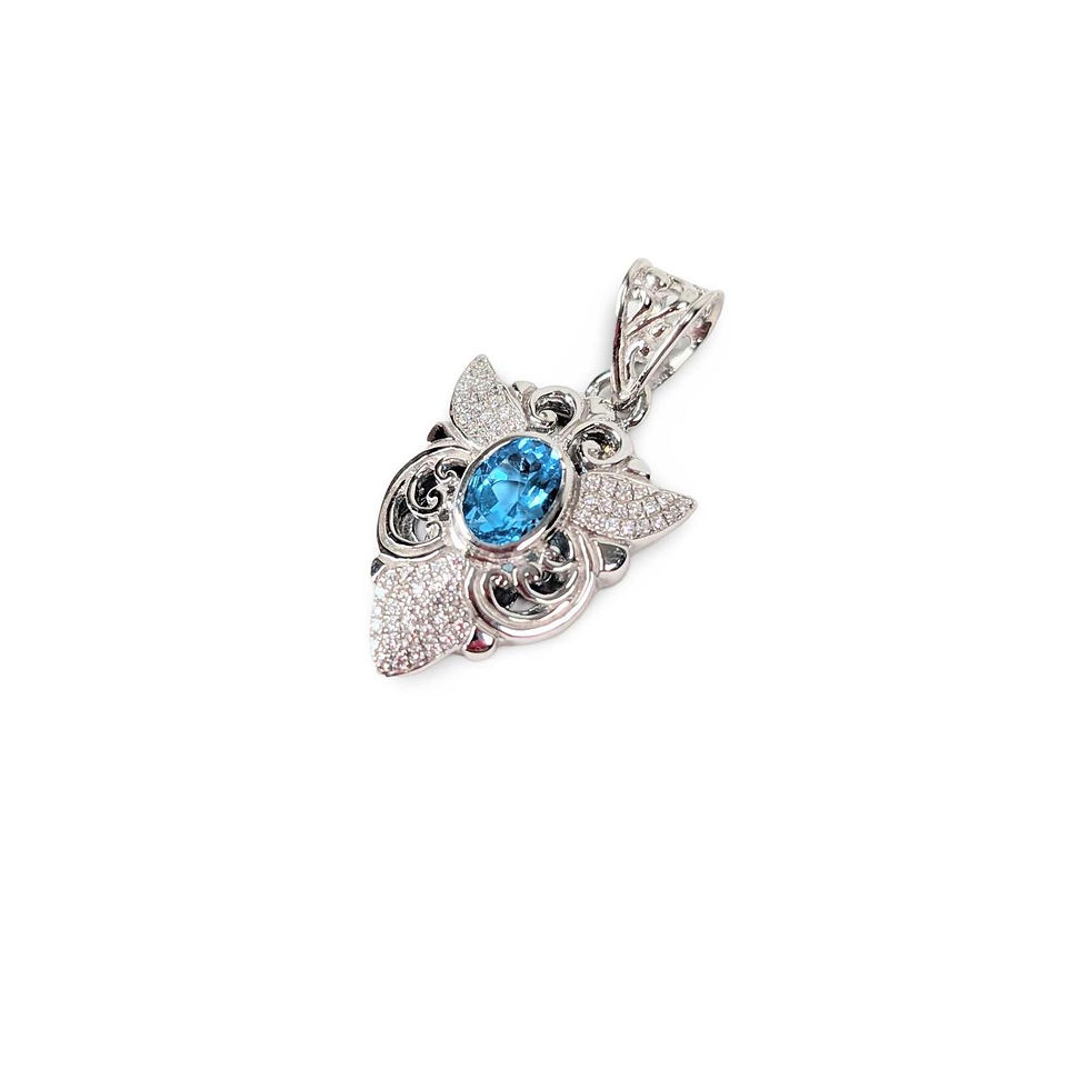 Thumbnail: STERLING HONEYBEE PENDANT, Topaz Sterling Pendant, Blue Topaz Bee Pendant, Bee