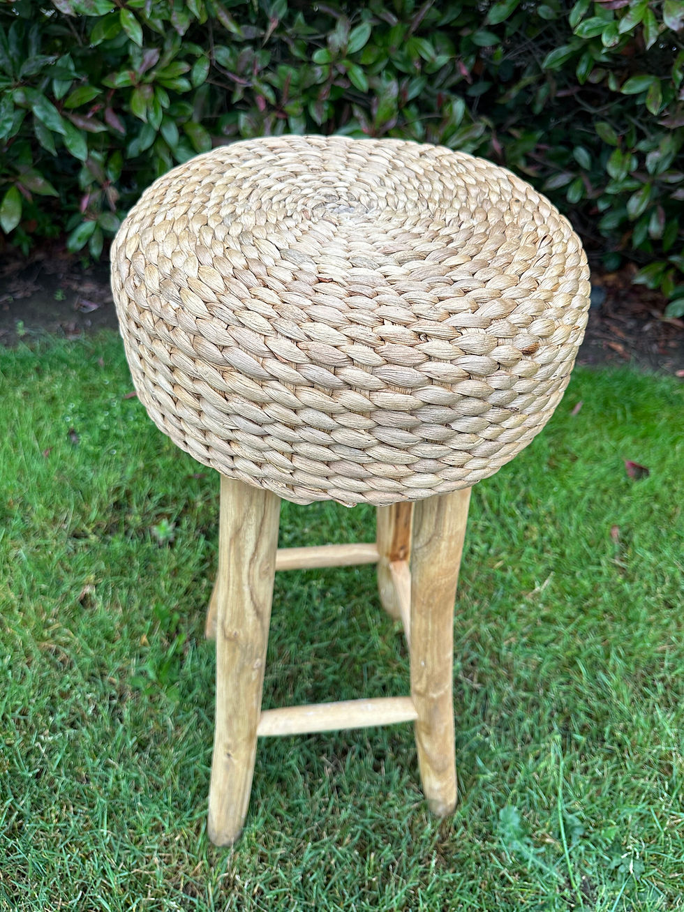Thumbnail: HAND WOVEN STOOL, Accent Stool, Wicker Stool, Coastal Plant Stand, Patio Stool