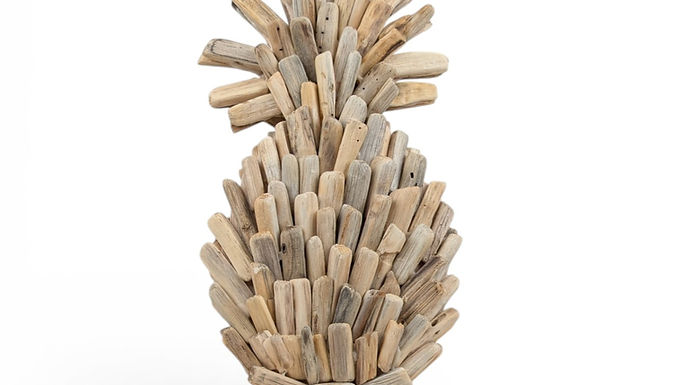 Tropical Pineapple Ornament, Handmade Driftwood Decor, Driftwood Statue