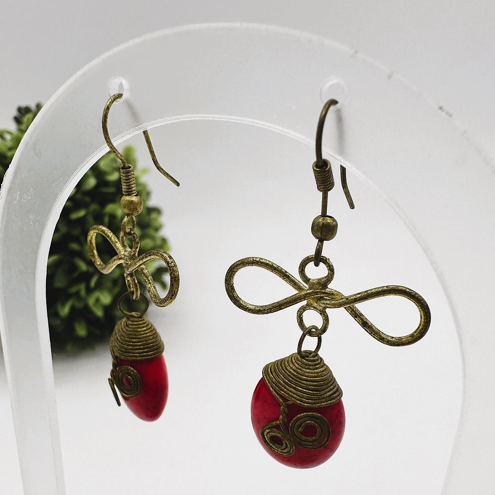 Thumbnail: BRONZE EARRINGS, Bronze Earrings, Drop Earrings, Hook Earrings, Bohemian