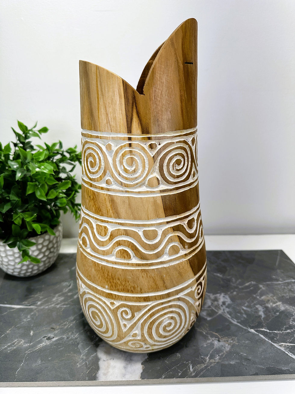 Thumbnail: BOHEMIAN STYLE VASE, Entryway Vase, Tribal Wood Vase, Natural Floor Vase, Hand