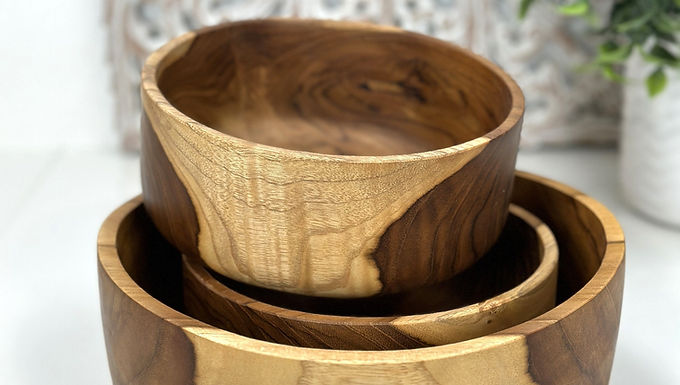 WOOD SERVING BOWLS, Wood Salad Bowl, Wood Bowl Set, Wood Nesting Bowl