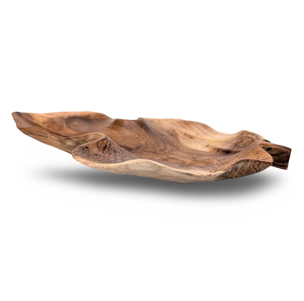 Thumbnail: WOODEN LEAF PLATE, Vintage Wood Tray, Artisan Wood Tray, Leaf Tray Decor