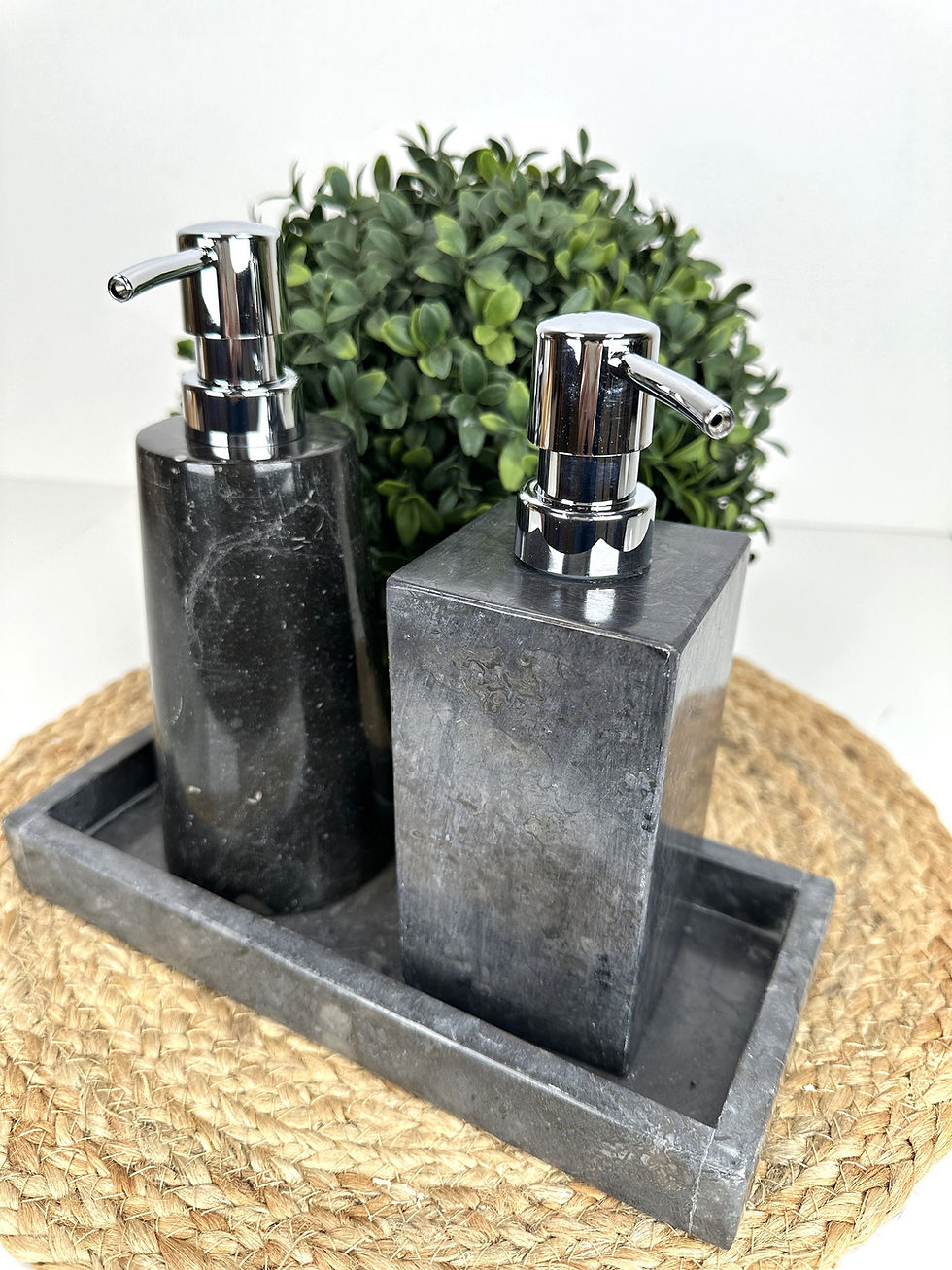 Thumbnail: BLACK MARBLE STONE Set, Soap Dispenser Set, Stone Bath Accessory, Natural Stone