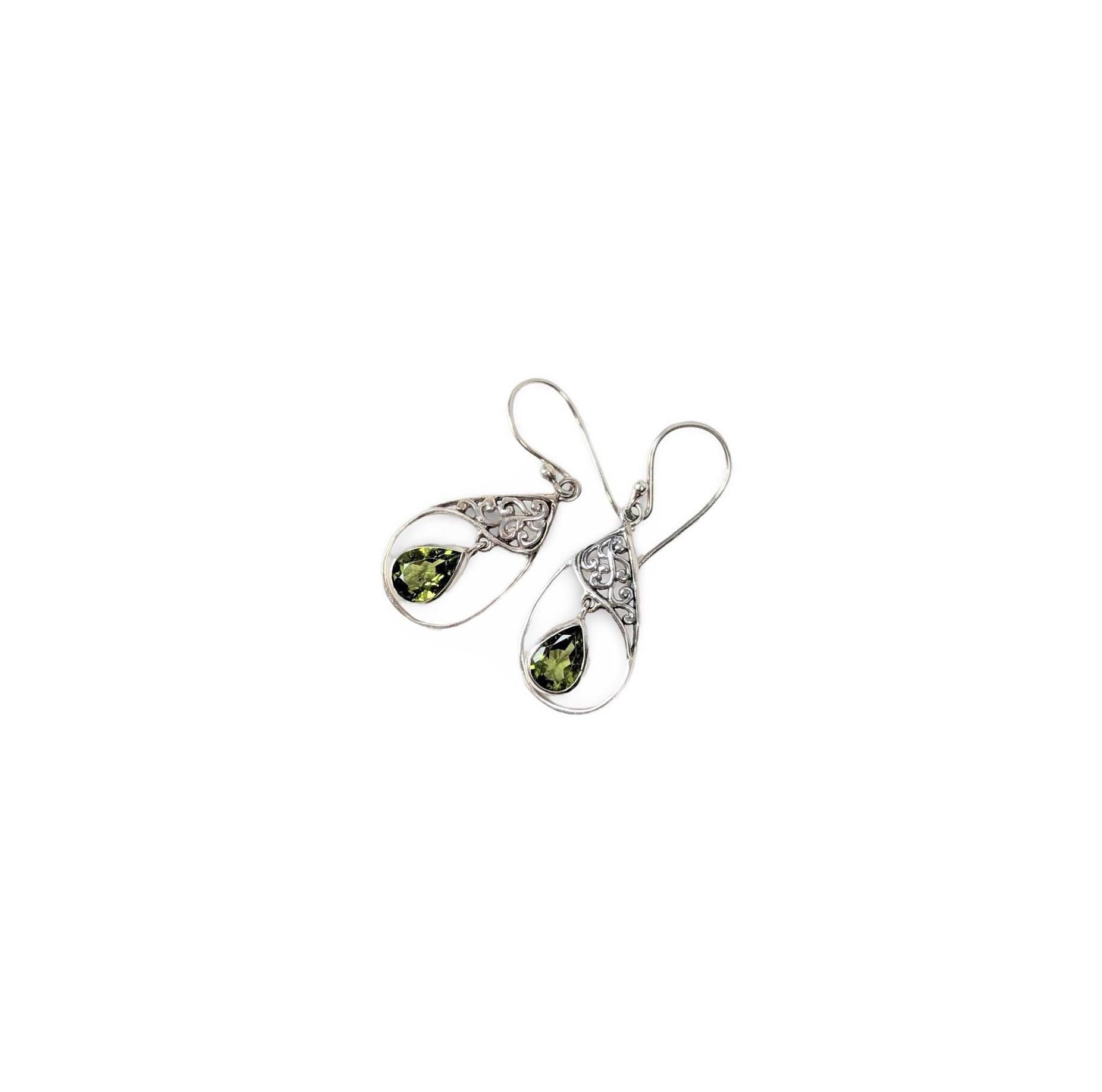 PERIDOT DANGLE EARRINGS, Sterling Silver Peridot Earring, Elegant Silver