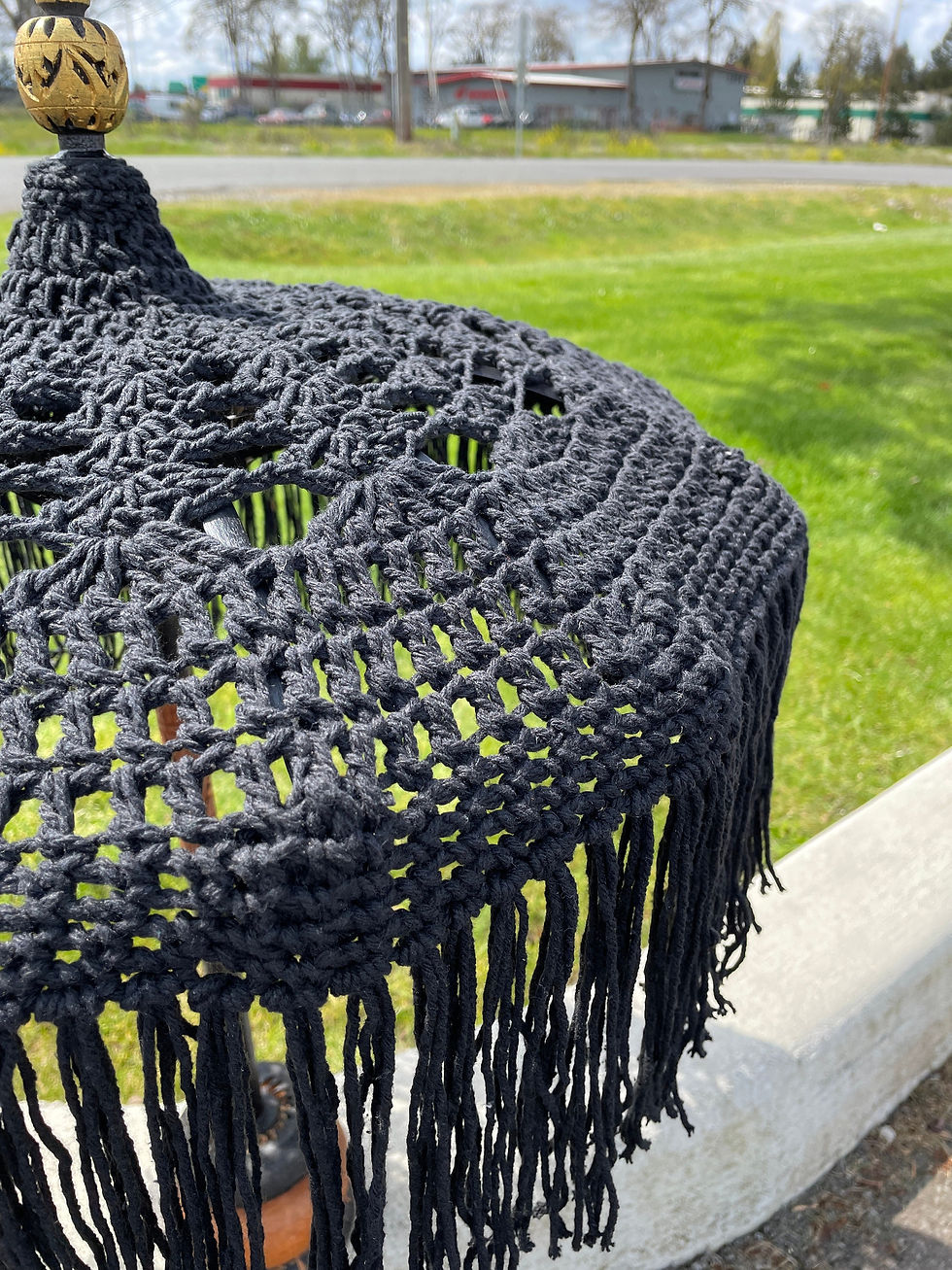 Thumbnail: BLACK MACRAME UMBRELLA, Balinese Umbrella, Bali Umbrella, Table Top Umbrella