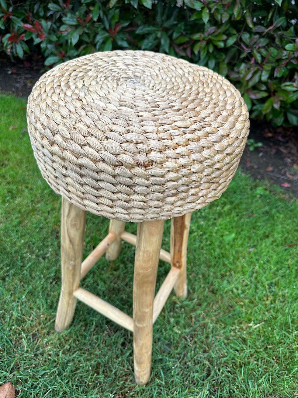 Thumbnail: HAND WOVEN STOOL, Accent Stool, Wicker Stool, Coastal Plant Stand, Patio Stool
