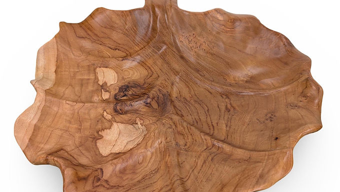 SERVING LEAF PLATTER, Vintage Wood Tray, Artisan Wood Tray, Leaf Tray Decor