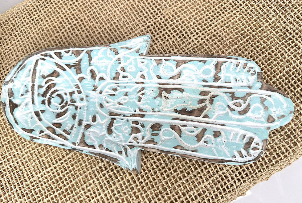 Thumbnail: HAMSA HAND TRAY, Wooden Hamsa Trinket Tray, Hand of Fatima Decorative Tray, Hand