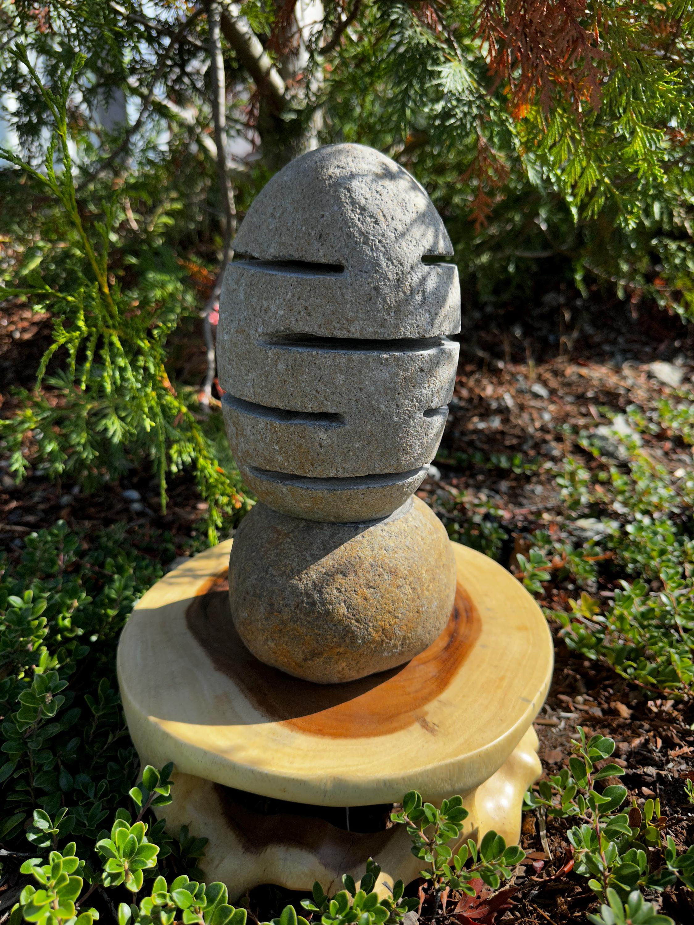 RIVER STONE LANTERN, River Stone Garden Lantern, Stone Egg Lantern, Japanese
