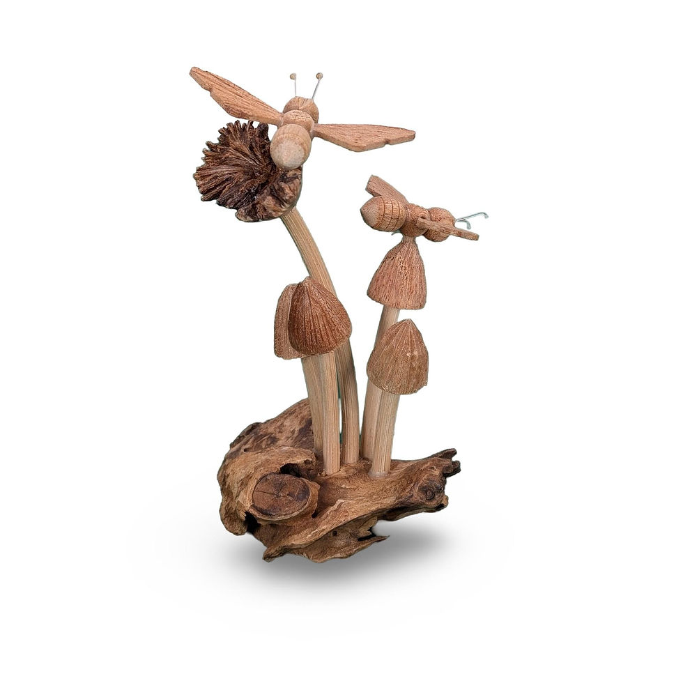Thumbnail: MINI MUSHROOM FIGURINE,  Hand-Carved Mushroom, Decorative Mushroom, Nature wood
