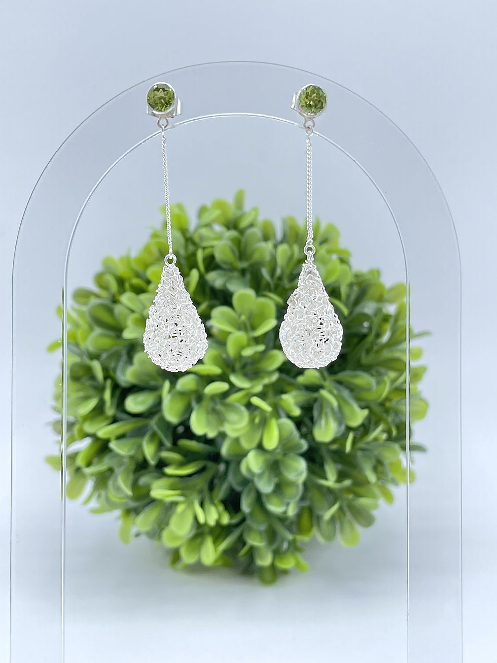 Thumbnail: SILVER DANGLE EARRING, Cone Drop Earring, Long Chain Dangle Earring, Silver
