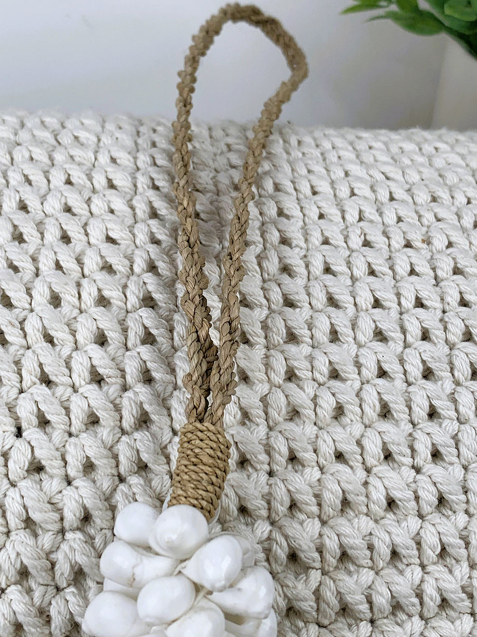 Thumbnail: SEA SHELL TASSELS, White Shell Tassels, Vintage Shell Tassel, Rustic Curtain