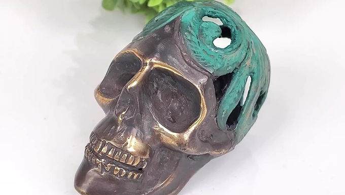 BRONZE SKULL TRINKET, Metal Skeleton Head, Bronze Skull Head, Bronze Human