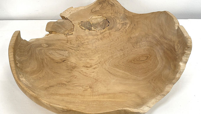 TEAK FRUIT BOWL, Organic Shaped Teak Bowl, Live Edge Bowl, Carved Wooden Bowl