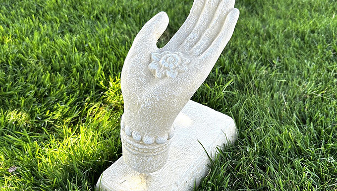 STONE HAMSA Hand, Boho Hand Sculpture, Hand of Fatima Decor, Outdoor Garden