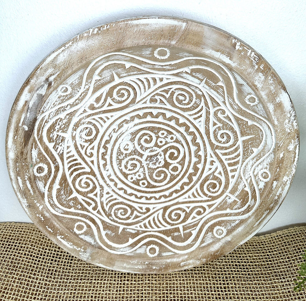 Thumbnail: WHITEWASH WOOD PLATE, Hand Carved Dish, Carved Wood Bowls, Entry Bowl Plate