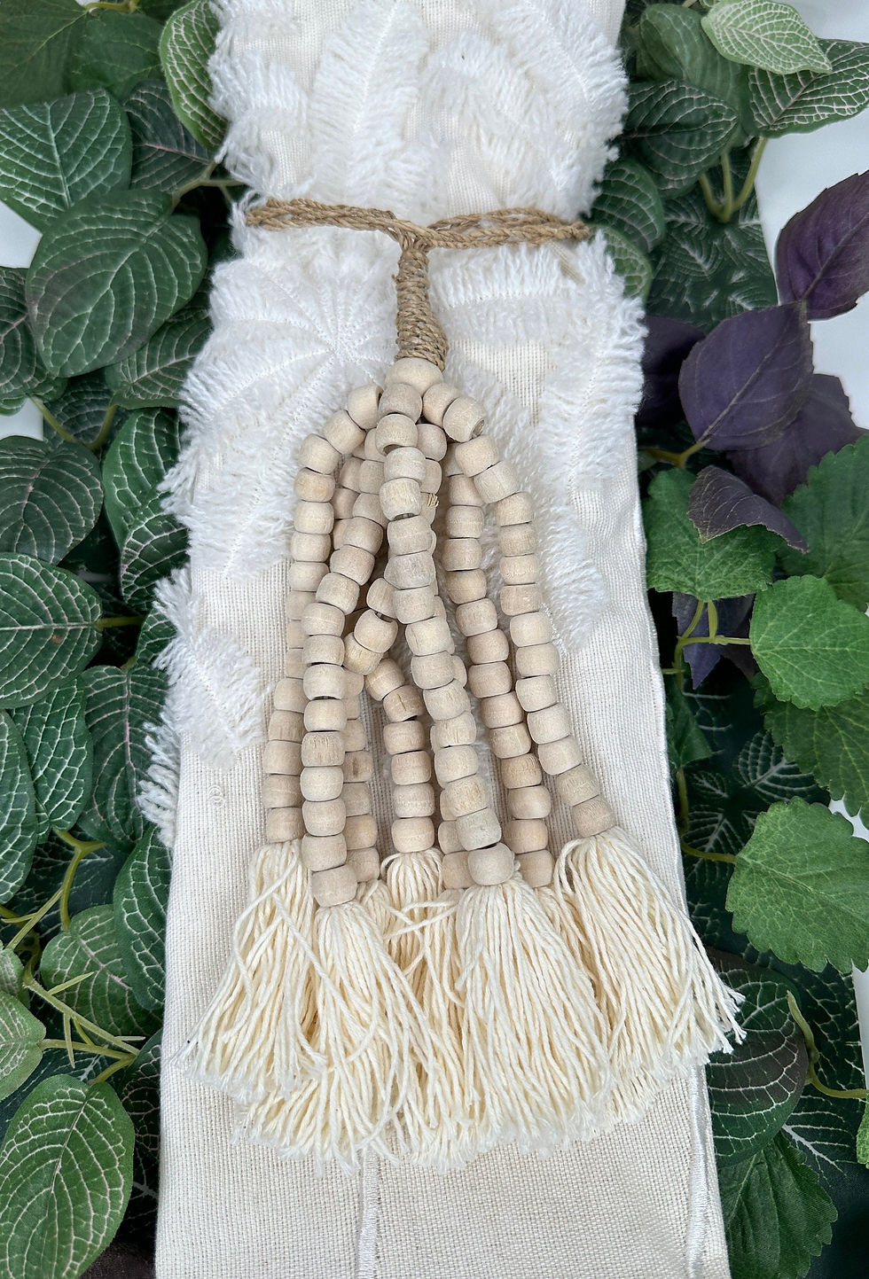 Thumbnail: ORGANIC BEADED TASSEL, Curtain Tieback, Hand Made Tieback, Tassel, Cotton Tassel