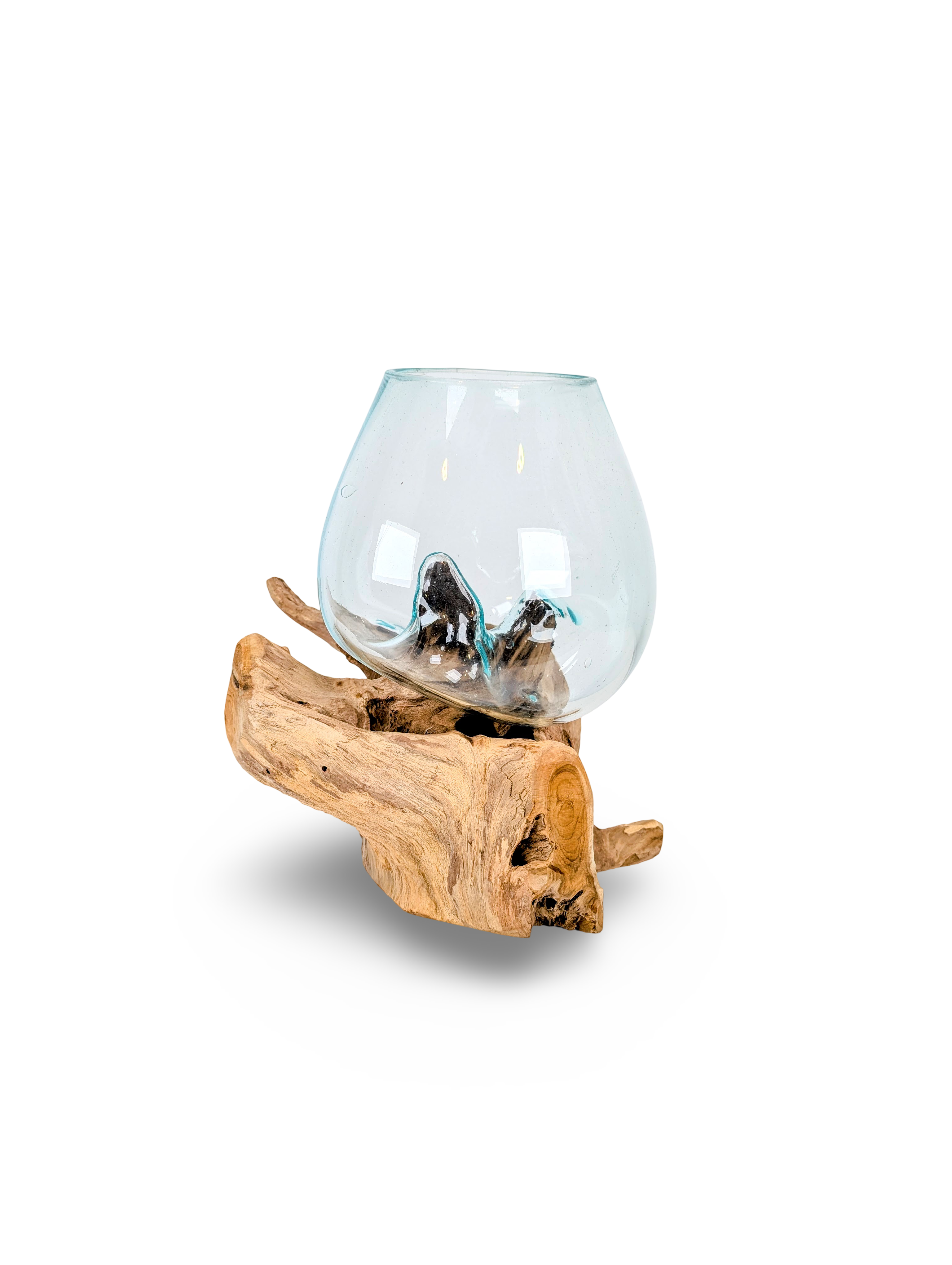 GLASS BLOWN TERRARIUM, Melted Glass bowl, Asian Fish Bowl, Zen Garden Planter