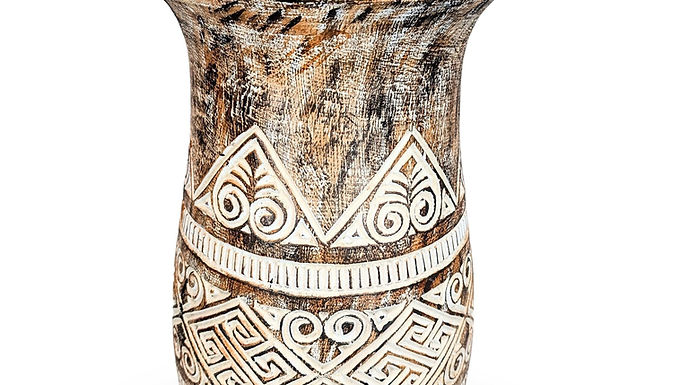 PRIMITIVE FLOOR VASE, Timor Wood Vase, Hand-Carved Floor Vase, Wooden Tribal