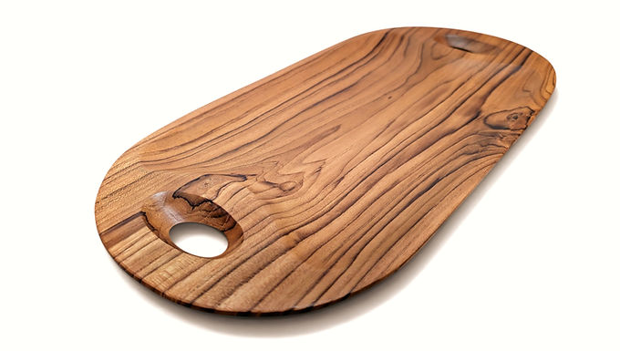 Natural Grain Serving Tray | Teakwood Handled Tray |  Wood Serving Tray