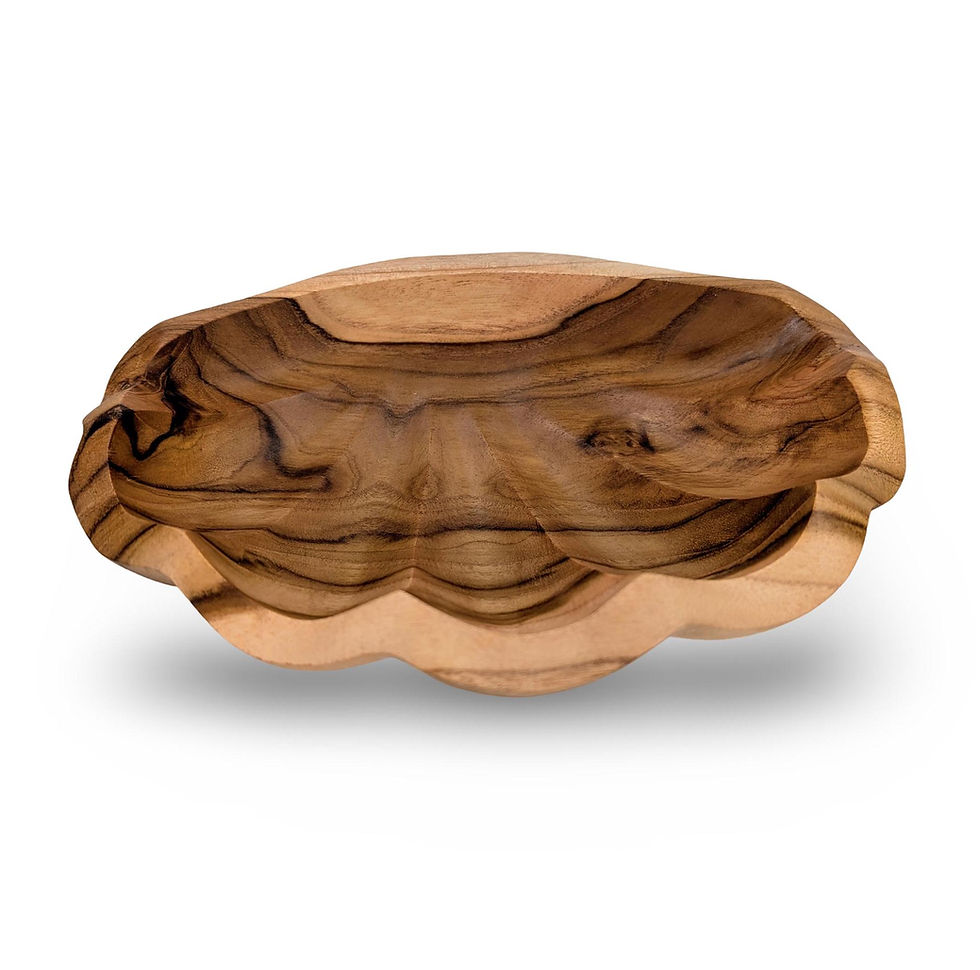 Thumbnail: WOODEN CLAM BOWL, Ornamental Ocean Bowl, Natural Wood Bowl, Clam Shaped Bowl