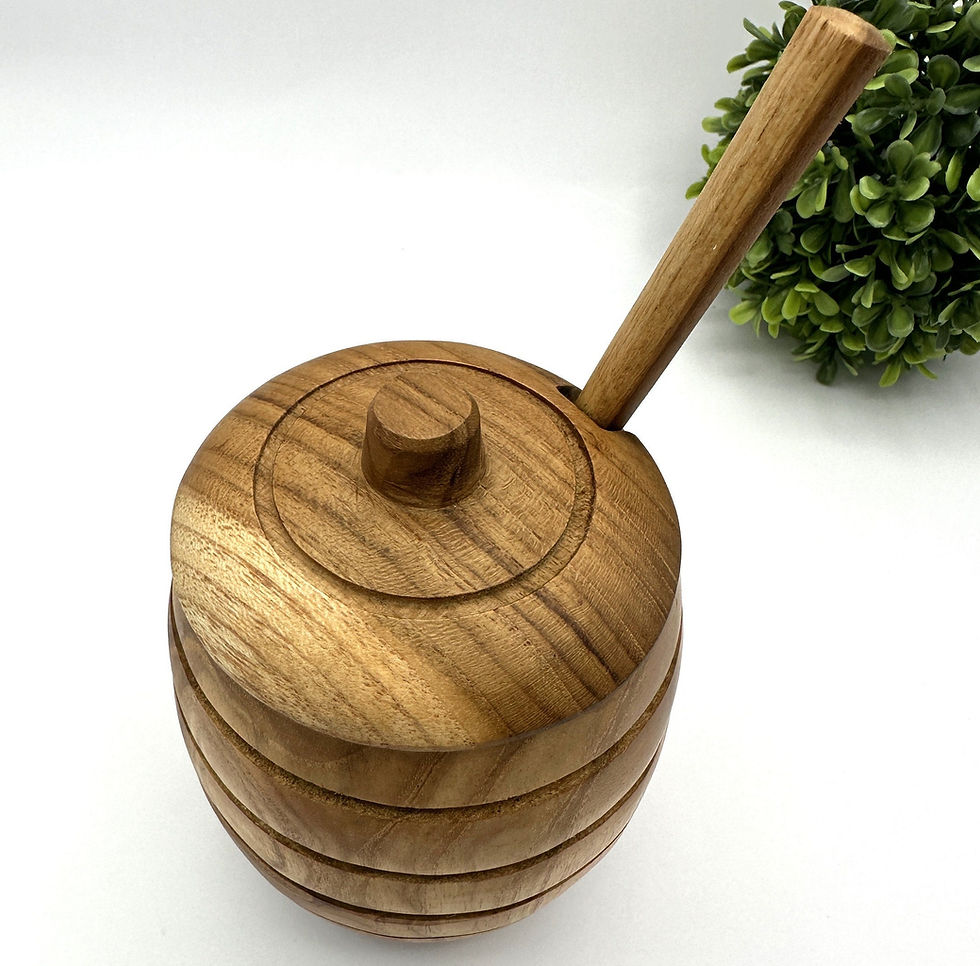 Thumbnail: TEAK HONEY JAR, Wood Honey Dipper, Honey Dispenser, Bali Honey Jar, Teak Honey