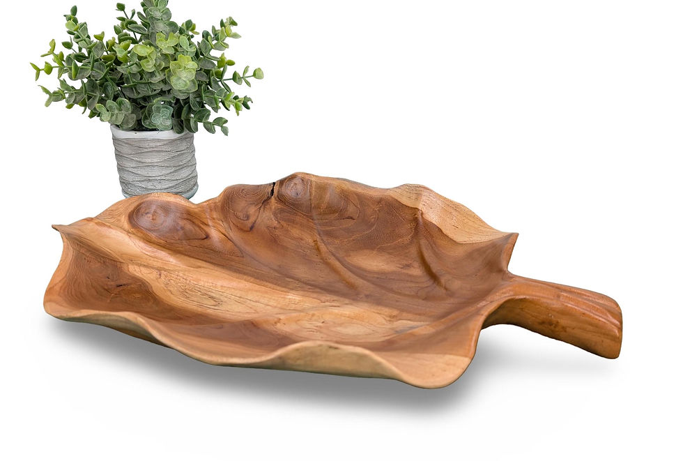 Thumbnail: TEAKWOOD LEAF PLATE, Vintage Wood Tray, Artisan Wood Tray, Leaf Tray Decor