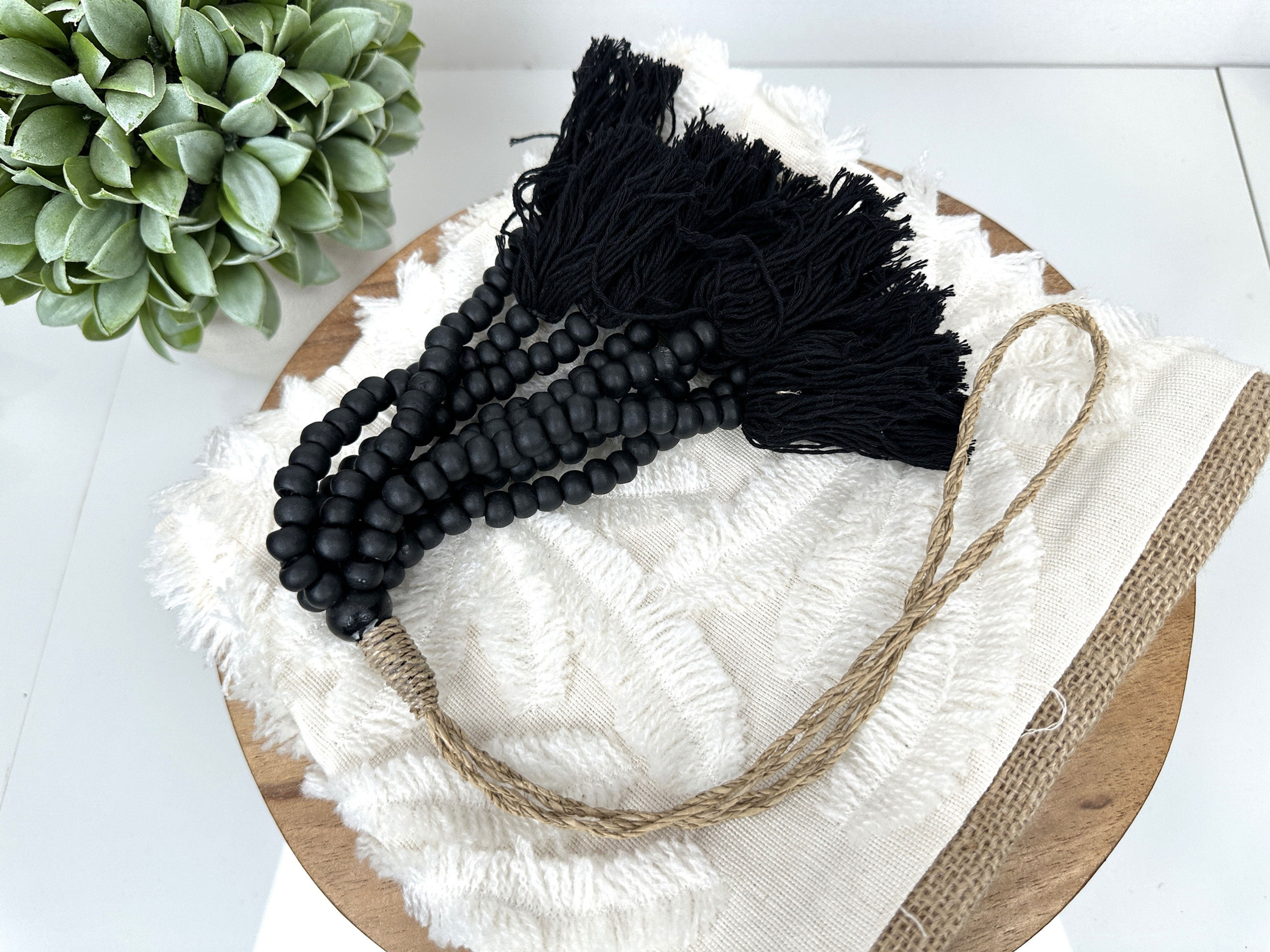 BEADED TASSEL DECOR Set, Organic Beaded Tassel, Curtain Decor Tieback, Hand Made