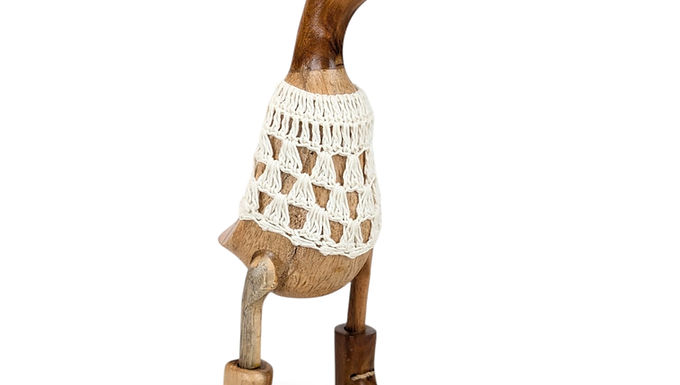Carved Duck Figurine, Handmade Duck Decor, Artisan Carved Statue