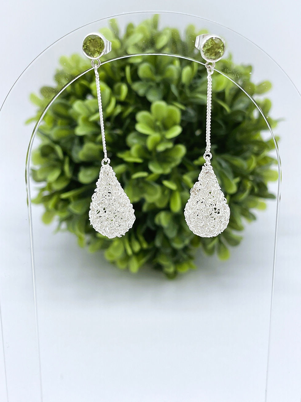 Thumbnail: SILVER DANGLE EARRING, Cone Drop Earring, Long Chain Dangle Earring, Silver