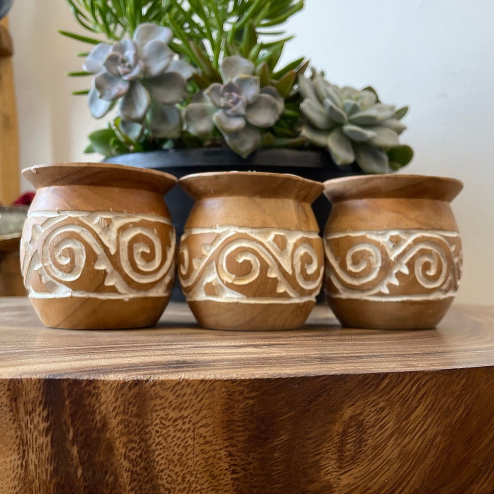 Thumbnail: DECORATIVE CANDLE, Carved Suar Wood Candles, Tribal Wood Candles, Small Wood