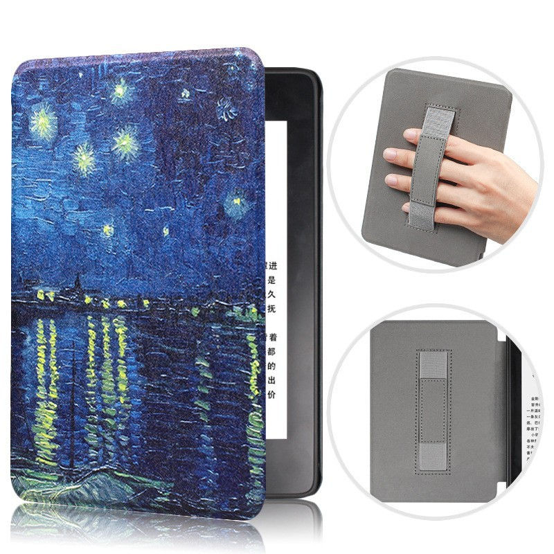 Thumbnail: For Kindle 11th RS23CV Smart Case with Hand Strap Painted PU Leather Cover for K